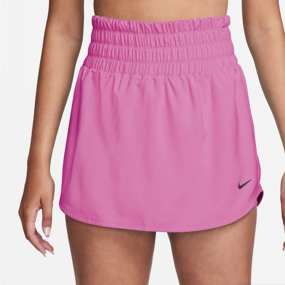 Nike Hot Pink Smocked-Waist Tennis Skort